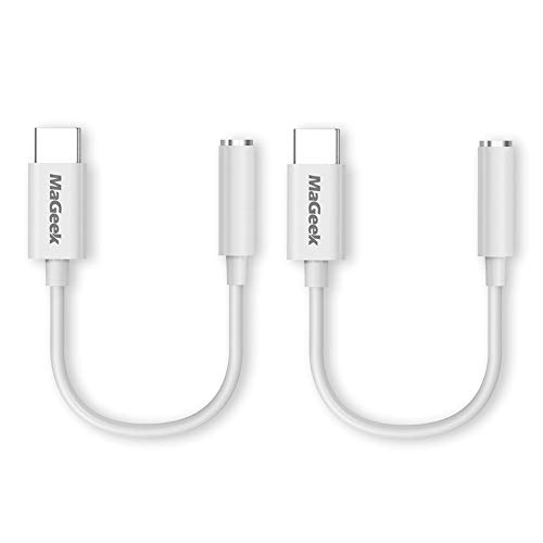 MaGeek® [2 Stück USB C auf 3.5mm Kopfhörer Adapter, Typ C auf 3,5 mm Jack Aux Audio Adapter [96kHz/24bit Hi-Res DAC] für iPad Pro/Google Pixel/Pixel 2/3/Samsung S10 S9 /Huawei P20/P30 und mehr(Weiß) von MaGeek