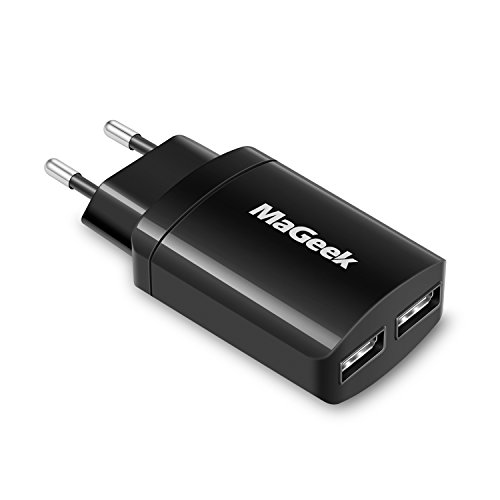 MaGeek® 2.4A 2-Port USB Ladegerät für iPhone, iPad, Samsung Galaxy, Nexus, HTC, Motorola, LG und weitere (Schwarz) von MaGeek