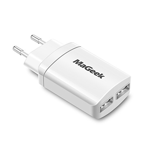 MaGeek® 2.4A 2-Port USB Ladegerät für iPhone, iPad, Samsung Galaxy, Nexus, HTC, Motorola, LG und weitere (Weiß) von MaGeek