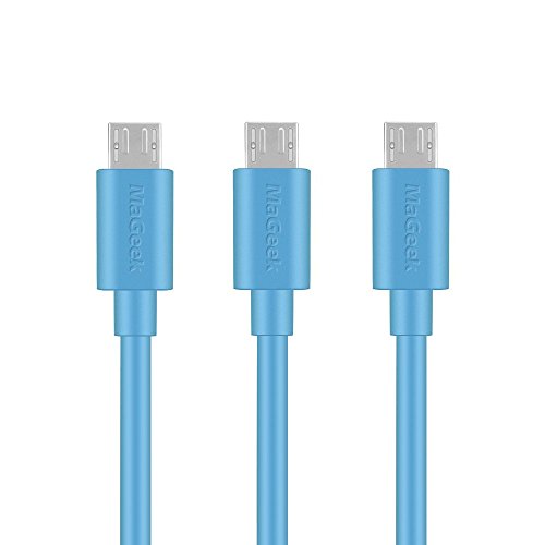 MaGeek® [3-Pack 1.0m Premium Micro USB Kabel Schnell Aufladen Synchronisationen und Ladekabel für Android, Samsung, HTC, Motorola, Nokia, LG, HP, Sony,und mehr (Blau) von MaGeek