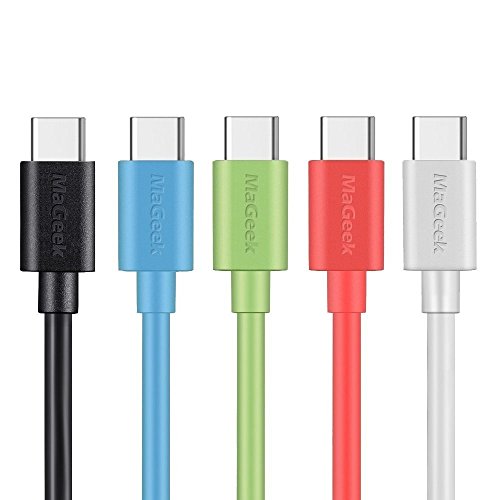 MaGeek® [5 Stück in 5 Farben, 1,0 Meter USB Typ C Kabel auf USB 2.0 für Samsung Galaxy S9, S8 Nexus 6P, LG G6, neues MacBook, Google Pixel XL, und mehr [Schwarz,Grün,Blau,Rosa,Weiß] von MaGeek