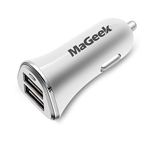 MaGeek® Auto Ladegerät 24W / 4.8A 2-Port USB Kfz Ladegerät für iPhone 6/6 Plus, iPad Air 2 / Mini 3, Galaxy S6 / S6 Edge und weitere (Weiß) von MaGeek