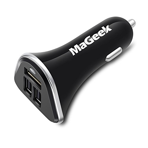 MaGeek® Auto Ladegerät 34W / 6.8A 3-Port USB Kfz Ladegerät für iPhone 6/6 Plus, iPad Air 2 / Mini 3, Galaxy S6 / S6 Edge und weitere (Schwarz) von MaGeek