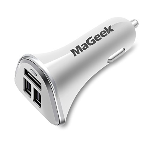 MaGeek® Auto Ladegerät 34W / 6.8A 3-Port USB Kfz Ladegerät für iPhone 6/6 Plus, iPad Air 2 / Mini 3, Galaxy S6 / S6 Edge und weitere (Weiß) von MaGeek