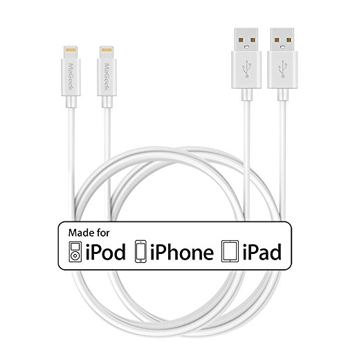MaGeek [2-Pack] [Apple MFi Zertifiziert] 1.8m Extra Langes Lightnin Kabel Schnelles und Beständiges für iPhone Xs Max/X / 8 Plus /7 Plus/6s/6s Plus/6/6 Plus/5s/5, iPad mini, iPad Pro Air 2(Weiß) von MaGeek