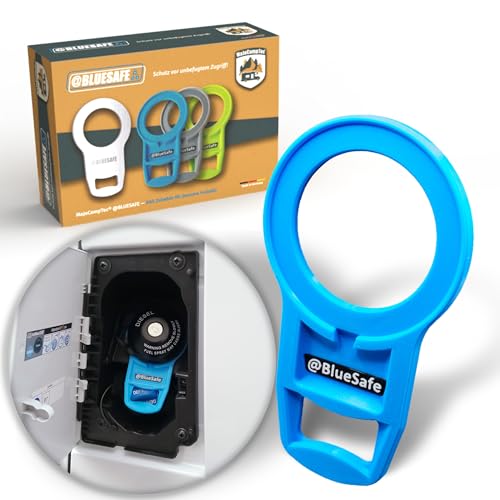 MaJoCompTec® ADBLUESAFE Tankdeckel Sicherung I Tanksicherung für AdBlue Tankverschluss Deckel I Zubehör Kastenwagen Camping Wohnmobil (Kunststoff Blau, Sicherung Boxer + Jumper + Ducato) von MaJoCompTec