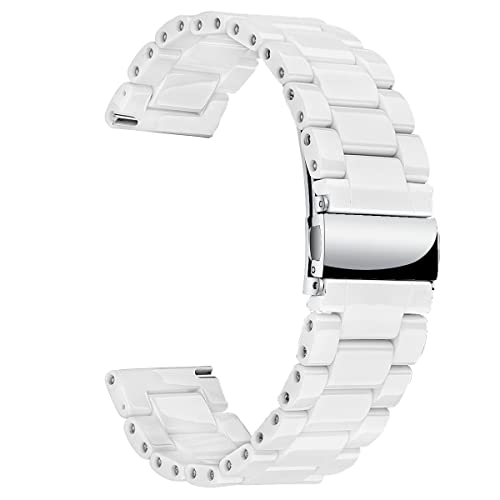 MaKTech 22mm Dreiteiliges Keramikarmband kompatibel mit Samsung Galaxy Watch 3 45mm/46mm,HuaWei Watch 4/3 & Ultimate/GT 4/3 46mm Pro,Amazfit GTR 3/2 (Weiß) von MaKTech
