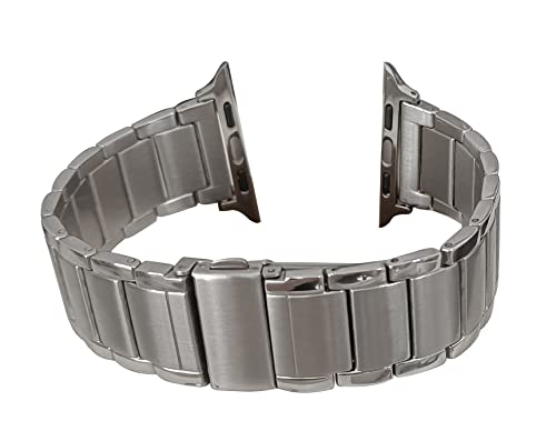 MaKTech Edelstahl-Gliederarmband,Goldener Schnitt Polierte Helle Oberfläche Inlay Band mit Gebürstetem Finish,Kompatibel mit der Apple Watch Serie 9/Ultra 2/SE/8/7/2023 (41mm/40mm,Silber) von MaKTech