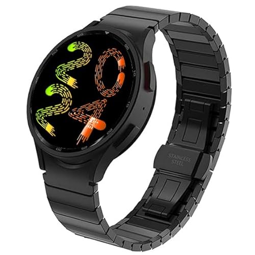 MaKTech Edelstahlarmband für Galaxy Watch 7 FE,[Keine Lücke] Metallarmband mit Schmetterlingsschnalle,für Samsung Galaxy Watch 7 FE 6 5 4,40/42/43/44/45/46/47mm (Schwarz) von MaKTech