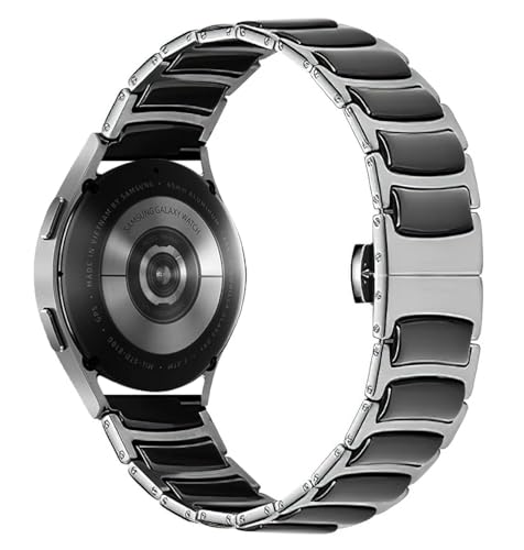 MaKTech Keramikarmband für Samsung Galaxy Watch 6/5/4,Silbernes Dünnes Stahleinlagen-Keramikarmband,20mm Gliederarmband,für Galaxy Watch 6/5/4-43/47/45/40/42/44/46mm,Huawei Watch (Schwarz) von MaKTech