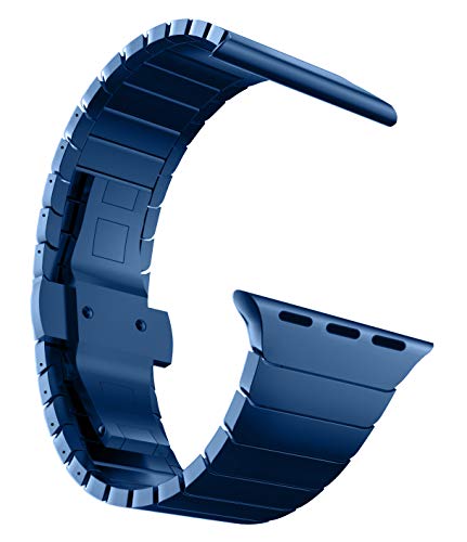 MaKTech Metallarmband,Gliederarmband aus Edelstahl Kompatibel mit Apple Watch Series 9/Ultra 2/SE/8/7/2023 (41mm/40mm,Blau) von MaKTech