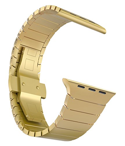 MaKTech Metallarmband,Gliederarmband aus Edelstahl Kompatibel mit Apple Watch Series 9/Ultra 2/SE/8/7/2023 (41mm/40mm,Gold) von MaKTech