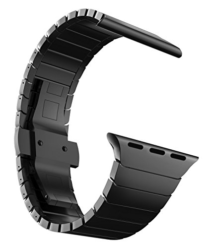 MaKTech Metallarmband,Gliederarmband aus Edelstahl Kompatibel mit Apple Watch Series 9/Ultra 2/SE/8/7/2023 (45mm/44mm/49mm,Schwarz) von MaKTech