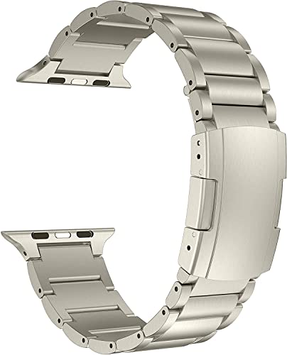 MaKTech Titan-Armbänder,Metallband mit Schildkrötenschnalle,Kompatibel mit Apple Watch Series 10/9/Ultra 2/SE/8/7[2024] (42mm/41/40mm,Titan) von MaKTech