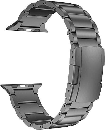 MaKTech Titan-Armbänder,Metallband mit Schildkrötenschnalle,Kompatibel mit Apple Watch Series 9/Ultra 2/SE/8/7/2023 (41mm/40mm,Weltraumgrau) von MaKTech