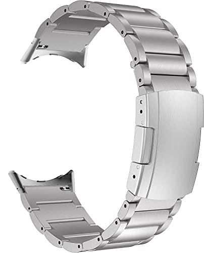MaKTech Titan-Armband für Google Watch,Metallarmband Inklusive Adapter mit Schildkrötenschnalle für Google Pixel Watch 3 41mm [2024]/Watch 2/1 (Silber) von MaKTech