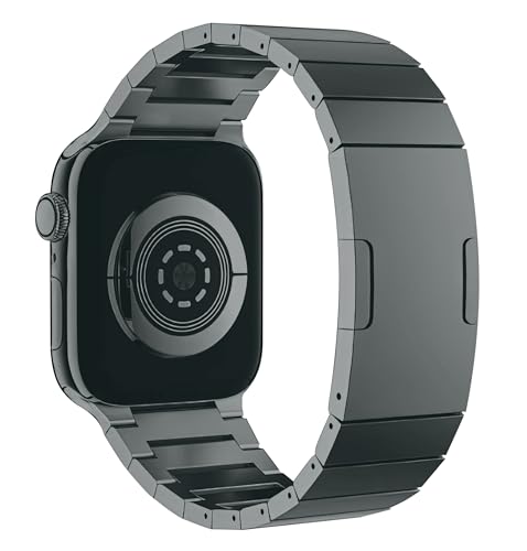 MaKTech Uhrenarmband aus Titan,Leichtmetall Rechtwinkliges Gliederarmband mit integrierter Schnalle,für Apple Watch 10/9/Ultra 2/SE/8/7[2024] (46mm/45mm/44/49mm,Grau) von MaKTech