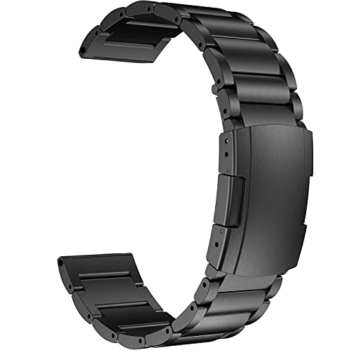 MaKTech Titanband für Samsung Watch 3,LightWeight Arc Surface One-Piece Link Metallarmband,Kompatibel mit Galaxy Watch 3 45mm/Galaxy watch 46mm,Hua Wei Watch GT 2 46mm (Schwarz) von MaKTech