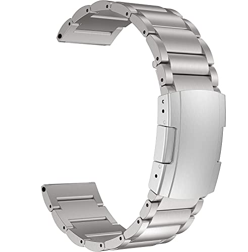 MaKTech Titanband für Samsung Watch 3,LightWeight Arc Surface One-Piece Link Metallarmband,Kompatibel mit Galaxy Watch 3 45mm/Galaxy watch 46mm,Hua Wei Watch GT 2 46mm (Silbergrau) von MaKTech