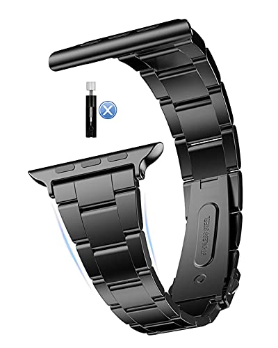 MaKTech Uhrenarmband aus Edelstahl,Selbstabbau Entfernung (Kein Werkzeug erforderlich),Kompatibel mit Apple Watch Series 9/Ultra 2/SE/8/7/2023 (41mm/40mm,Schwarz) von MaKTech