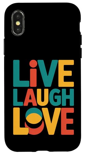 Live Laugh Love Positive Motivational Zitat Retro Style Hülle für iPhone X/XS Live Laugh Love Positive Motivational Zitat Retro Style Hülle für iPhone X/XS von MaPaNoLi Design
