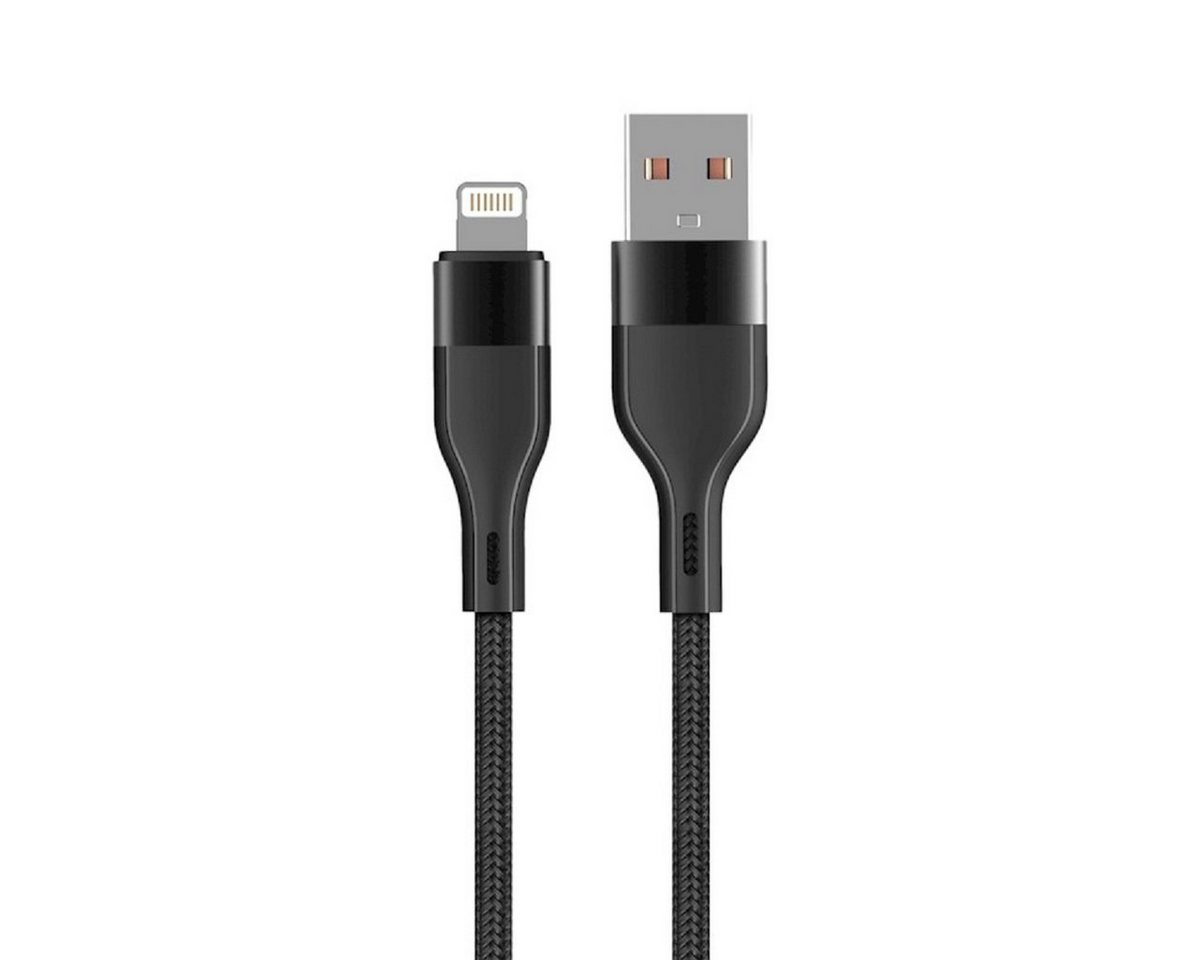 MaXlife MXUC-07 Kabel USB - iPhone1,0 m 2,4A schwarz nylon USB-Kabel, (100 cm) von MaXlife