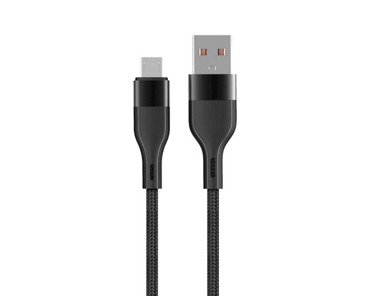 MaXlife MXUC-07 Kabel USB - microUSB 1,0 m 2,4A schwarz nylon USB-Kabel, (100 cm) von MaXlife