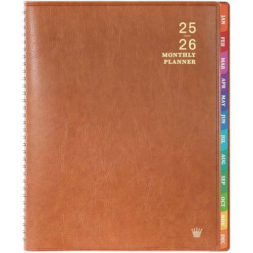 Monatsplaner 2025-2026 - Juli 2025 - Dez. 2026, Kalender 2025-2026, 18 Monate, Kunstleder, 22,5 x 29,0 cm, 15 Notizseiten, starke Doppeldrahtbindung, Tasche, monatliche Register, perfekter Organizer von MaaIbok