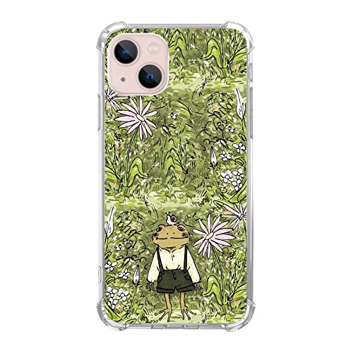 Mabluworqe Hippie Cute Frog Hülle Kompatibel mit iPhone 15, Frosch und Schnecke und Blumen Hülle für iPhone 15, Coole TPU Bumper Handyhülle von Mabluworqe