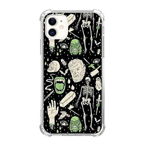 Witchy Skull Art Hülle Kompatibel mit iPhone 11, Ästhetische dunkle und grüne Hexerei Skelett Knochen Hülle für iPhone 11 für Teenager Männer und Frauen, Trendy Cool TPU Bumper Handyhülle Cover von Mabluworqe