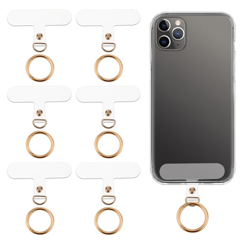 Mabor 6 Stück Handy Lanyard Patch, Handy Patch für Kette Anhänger Universal Handykette Pads mit 6 Metall Federringen Kleber Kette Nicht Klebend Handykette für Meisten Smartphone von Mabor