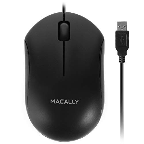 MacAlly QMOUSE-B USB-Maus für Mac und PC, 3 Tasten, Schwarz von Macally