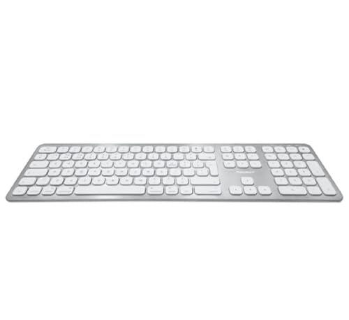 Macally BTWKEYMB-UK, erweiterte Quick-Switch Bluetooth Funk-Tastatur für Mac, PC, iOS und Android, Ziffernblock, englisches QWERTY UK Layout, Alu-Design von Macally