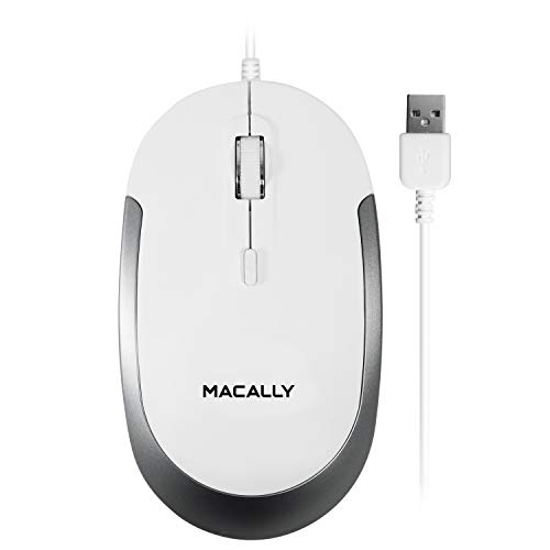 Macally DYNAMOUSE-W Macally DYNAMOUSE-W Optische USB-Maus mit 2 Tasten, Scrollrad und DPI-Taste für Mac und PC, Weiß/silberfarben von Macally