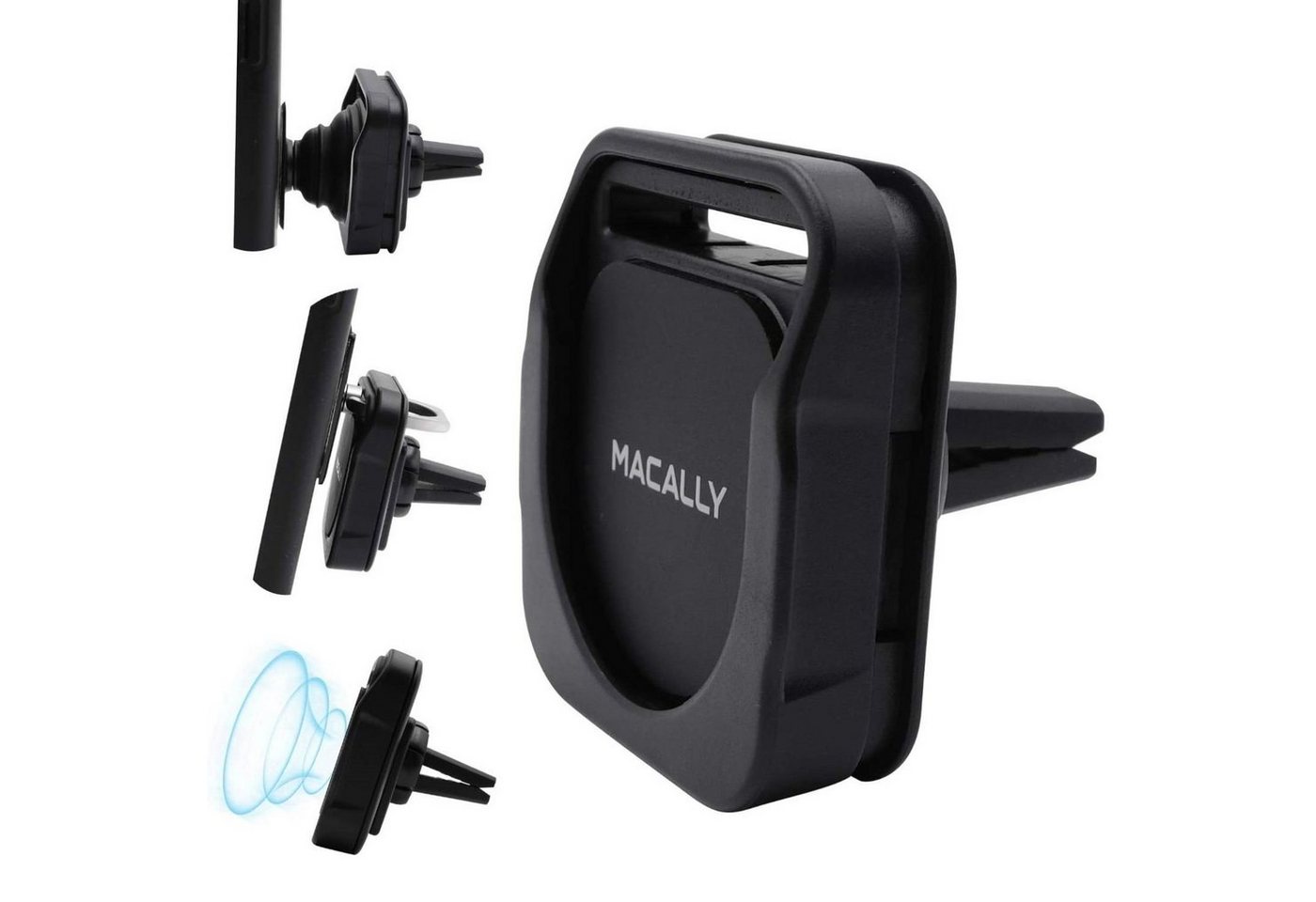 Macally Magnet Handy-Halterung Auto Navi KFZ Halter Handy-Halterung, (3in1 Magnetisch Pop-Out-Ständer iRing Lüftungsgitter Armaturenbrett) von Macally