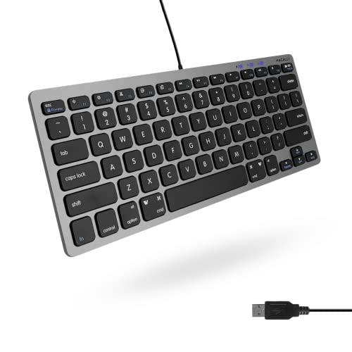 Macally Schlanke USB-Tastatur für Apple Mac, iMac, MacBook Pro/Air, Mac Mini, Windows PC Desktops, Laptop (Space Gray) von Macally