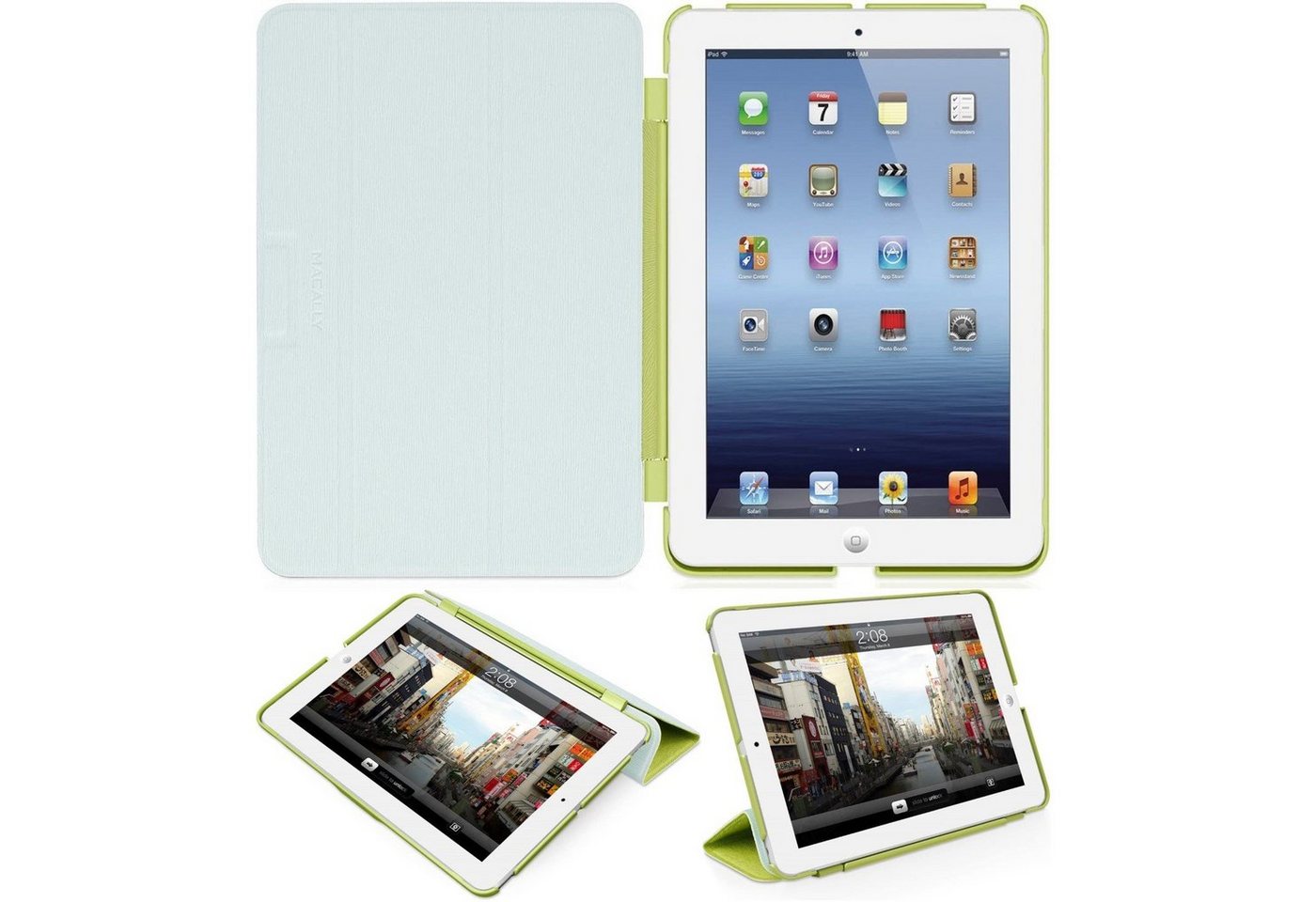 Macally Tablet-Hülle Klapp-Tasche Cover Ständer Schutz-Hülle Grün, Smart Folio für Apple iPad mini 1 2 3 Gen, Stand-Funktion, leicht von Macally