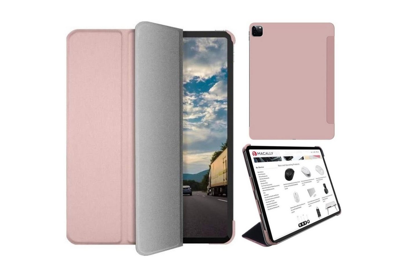 Macally Tablet-Hülle Schutz-Hülle Ständer Smart Tasche Cover Etui Rose, Ständer für iPad Pro 12,9 2020 2021 2022 Befestigung für Apple Pencil" von Macally