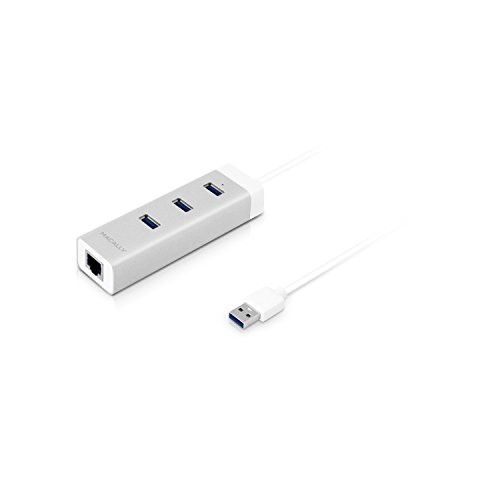 Macally U3HUBGBA Aluminium 3 Port USB 3.0 Hub mit Gigabit Ethernet Adapter von Macally