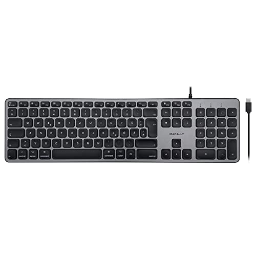 Macally UCZKEYSG-DE, erweiterte USB-C Tastatur, Deutsches Layout, Space Grey von Macally