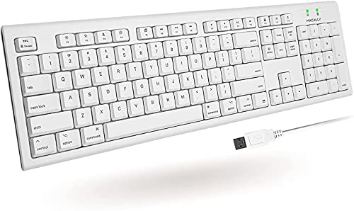 Macally USB-Tastatur in voller Größe für Mac Mini/Pro, iMac Desktop-Computer, MacBook Pro/Air Desktop mit 16 kompatiblen Apple-Tastaturen mit Ziffernblock, gummierte Tastenkappen, auslaufsicher von Macally