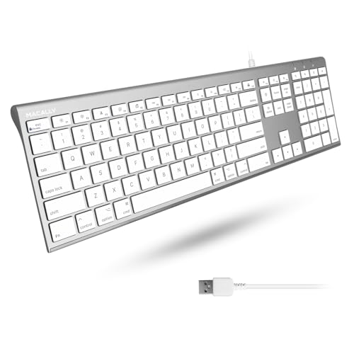Macally Ultradünne USB-Tastatur mit Kabel, kompatibel mit Apple-Tastatur oder Windows – Tastatur in voller Größe mit 20 Mac-Tastatur-Tasten – Low-Profile-Tastatur für iMac Desktop, MacBook Pro/Air Macally Ultradünne USB-Tastatur mit Kabel, kompatibel mit Apple-Tastatur oder Windows – Tastatur in voller Größe mit 20 Mac-Tastatur-Tasten – Low-Profile-Tastatur für iMac Desktop, MacBook Pro/Air von Macally