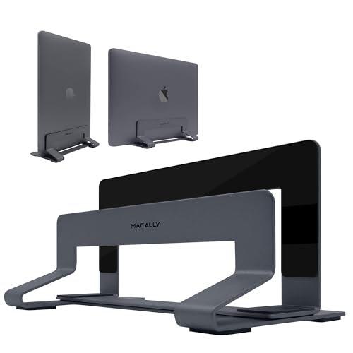 Macally Vertical Laptop Stand for Desk Space | Adjustable Vertical Stand Cradle | Laptop Holder - Apple MacBook Pro Air/Asus Chromebook Flip Samsung Notebook 9 Lenovo ThinkPad Dell XPS Acer Switch von Macally