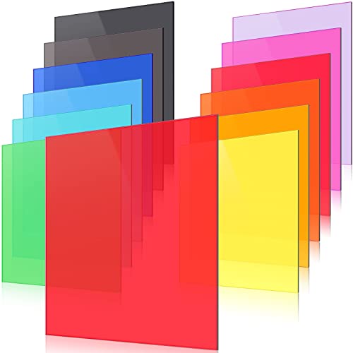 12 Stück farbige, durchscheinende Acrylplatte, 0,3 cm dicke Acrylplatten zum Laserschneiden, bunte Acrylplatte, farbige Acrylplatten, Kunststoffplatten für Glas, DIY, Malerei (20,3 x 20,3 cm) von Macarrie