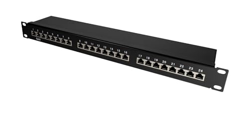 Mach Power AR-ppf6 – 24 Patch Panel FTP CAT6 A 24 Ports RJ45 Für Rack 19 Zoll, Schwarz von Mach Power