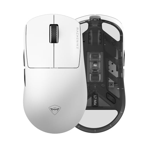 L7 MIX Gaming Maus Kabellos, 26000DPI 1000Hz PAW3395 Wireless Gaming Mouse, 6 Programmable Buttons Funkmaus 53g Lightweight, 120Hour for Computer/Mac/Laptop (Weiß) von Machenike