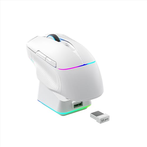 Machenike 8KHz Kabellose Gaming Maus mit RGB Ladestation,26.000 DPI,PAW3395 Sensor,6 Programmierbaren Tasten,Langer Akkulaufzeit,Ergonomischer Gaming Mouse für Laptop,PC,Mac von Machenike