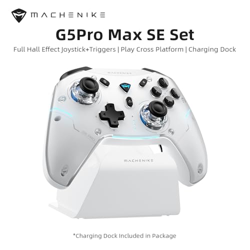 Machenike G5 PRO MAX SE Bluetooth Controller für Windows/Switch/Mac/PC/Steam/iOS/Android/TV/iPad 1000Hz, Hall Joysticks & Trigger, Ladestation, duale Rücktasten, Weiß Machenike G5 PRO MAX SE Bluetooth Controller für Windows/Switch/Mac/PC/Steam/iOS/Android/TV/iPad 1000Hz, Hall Joysticks & Trigger, Ladestation, duale Rücktasten, Weiß von Machenike
