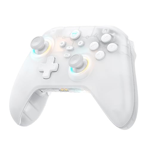 Machenike G3V2 Bluetooth Controller für PC/Switch/iOS/Android, Hall Effekt Joysticks, RGB-Beleuchtung, Programmierbare Tasten, 1000mAh Akku,Ultra Niedrige Latenz & 1000Hz Abtastrate (Weiß, ST) von Machenike