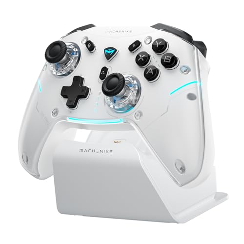 Machenike G5PROMAXSE Gaming PC Controller mit Ladestation, Bluetooth Controller mit Hall Effect Joysticks Hall Wireless Controller für PC/Switch/iOS/Android (Weiß) von Machenike